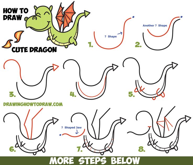 Draw Pattern - How to Draw a Cute Kawaii / Chibi Dragon Shooting Fire ...