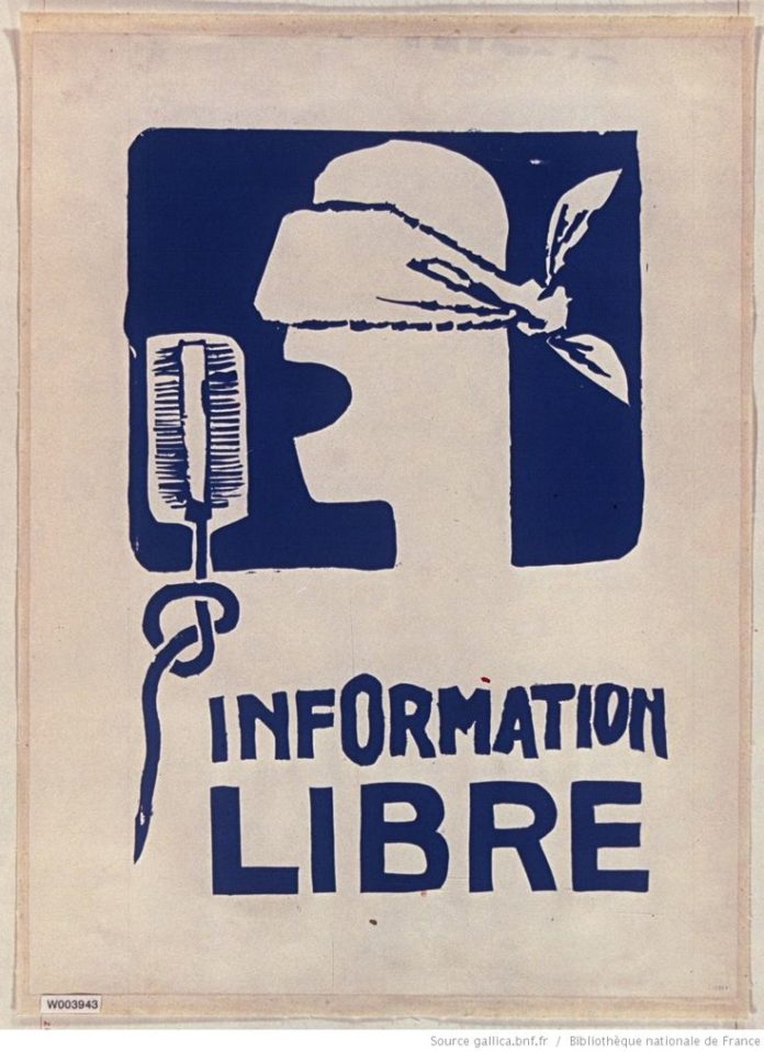 Typography - [Mai 1968]. Information libre (tête au bandeau sur les ...