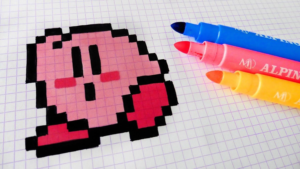 Handmade Pixel Art - How To Draw Kawaii Kirby #pixelart. kirby pixel art .....