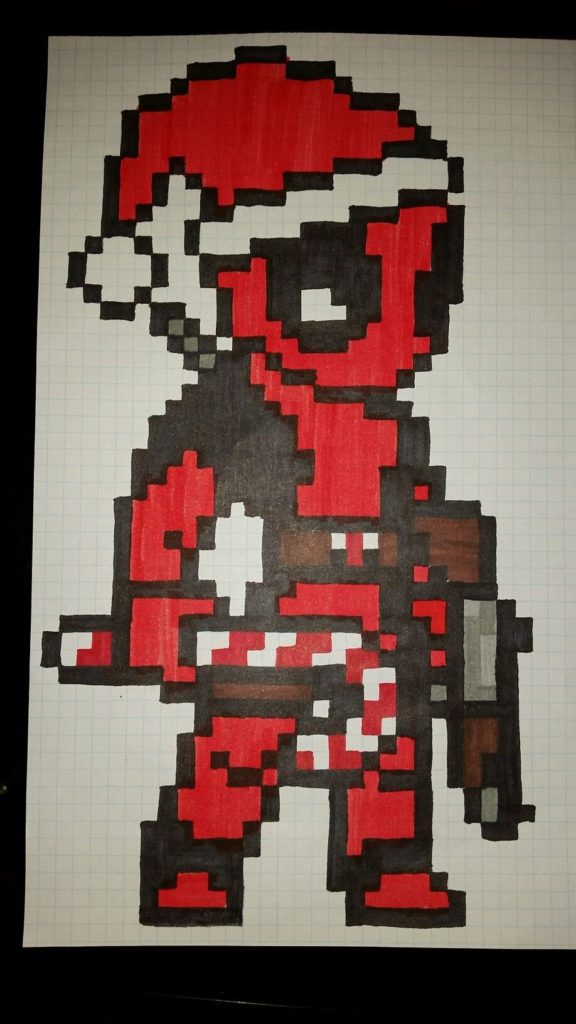 sans pixel art - Deadpool navideño pixel art - CoDesign Magazine