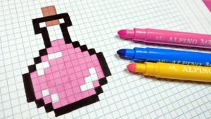 easy pixel art - Handmade Pixel Art - How To Draw a Pink Potion # ...